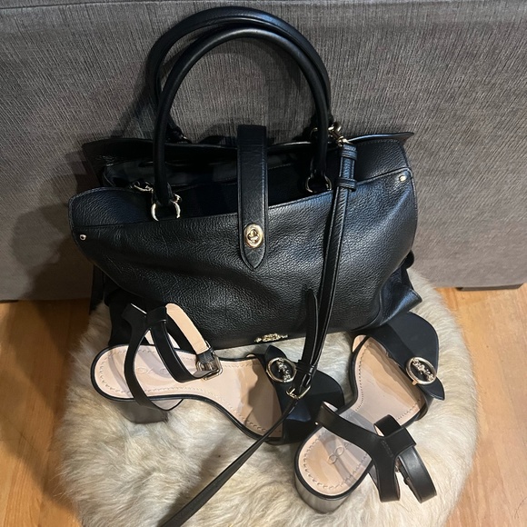 Coach Black Leather Heels Size 10 - Picture 1 of 16